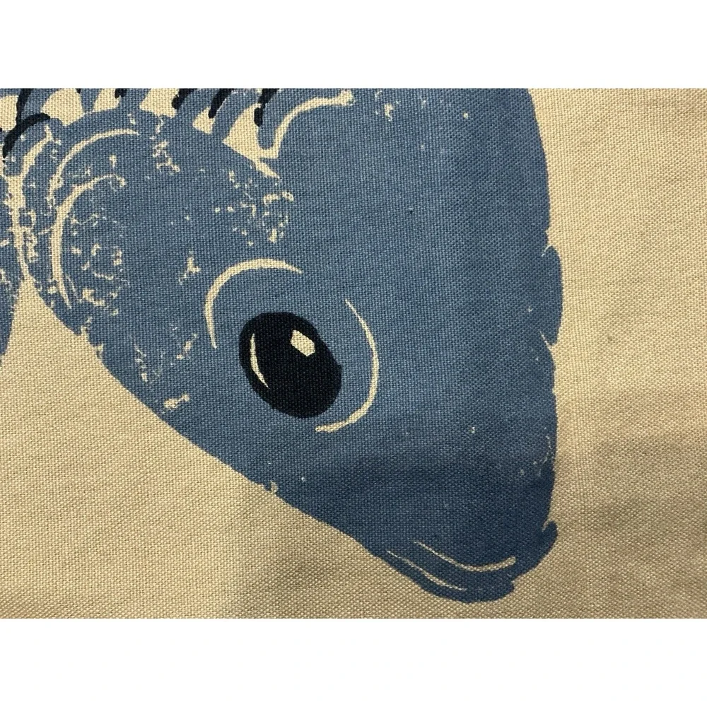 Japanese Style Red & Blue Koi Fish Embroidered Motifs Pillow Cover 26in X 15in